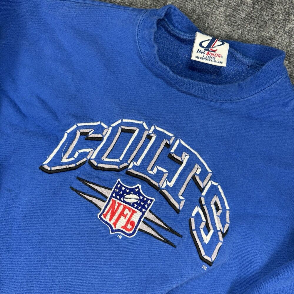 Vintage Logo Athletic NFL Indianapolis Colts Diamond Cut Crewneck Sweatshirt LG